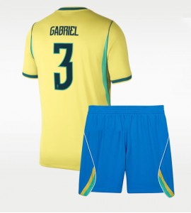 Brasilia Gabriel Magalhaes #3 Jalkapallovaatteet Lasten Kotipeliasu MM-kisat 2026 Lyhythihainen (+ Lyhyet housut)